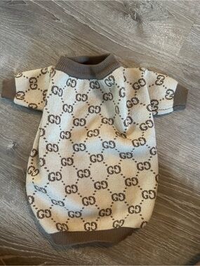 G-Inspired Cream and Brown Sweater